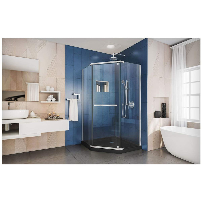 Prism 74-3/4" High x 36" Wide Frameless Neo-Angle Shower Module with Pivot Shower Door and Center Drain Base Kit - image 4