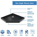 Prism 74-3/4" High x 36" Wide Frameless Neo-Angle Shower Module with Pivot Shower Door and Center Drain Base Kit - image 11