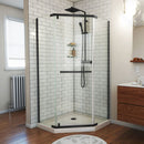 Prism 74-3/4" High x 40" Wide Frameless Neo-Angle Shower Module with Pivot Shower Door and Center Drain Base Kit - image 1
