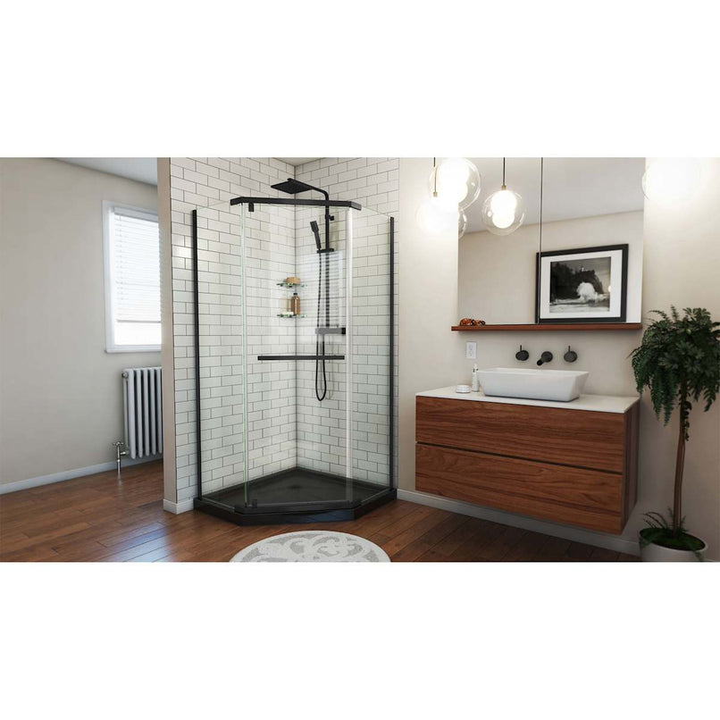 Prism 74-3/4" High x 40" Wide Frameless Neo-Angle Shower Module with Pivot Shower Door and Center Drain Base Kit - image 18