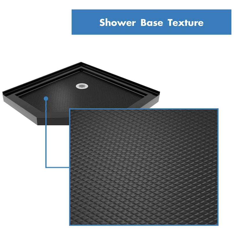 Prism 74-3/4" High x 40" Wide Frameless Neo-Angle Shower Module with Pivot Shower Door and Center Drain Base Kit - image 12