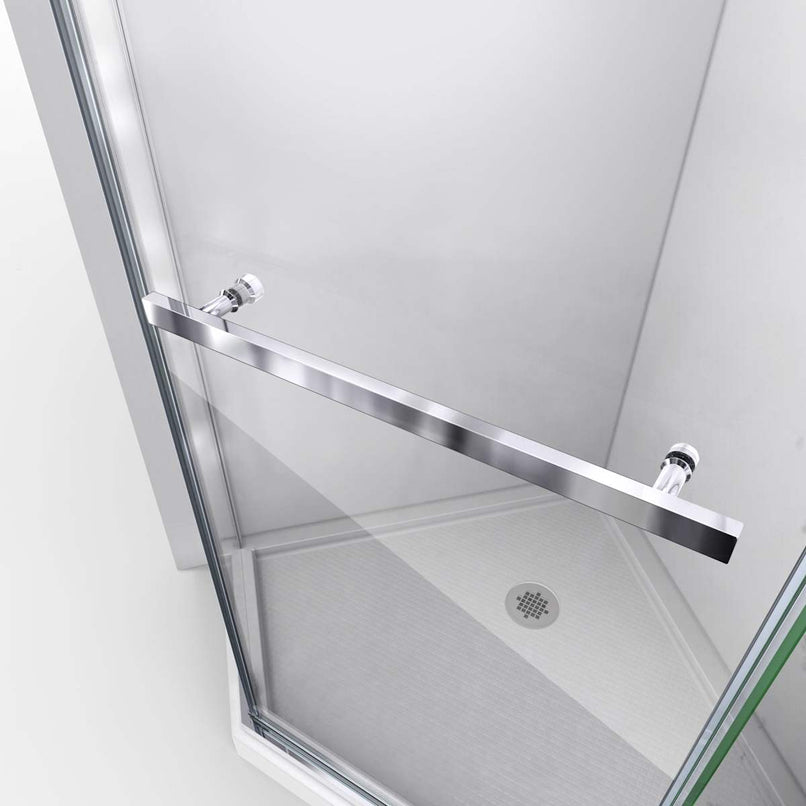 Prism 74-3/4" High x 42" Wide Frameless Neo-Angle Shower Module with Pivot Shower Door, Center Drain, and Biscuit Base - image 25
