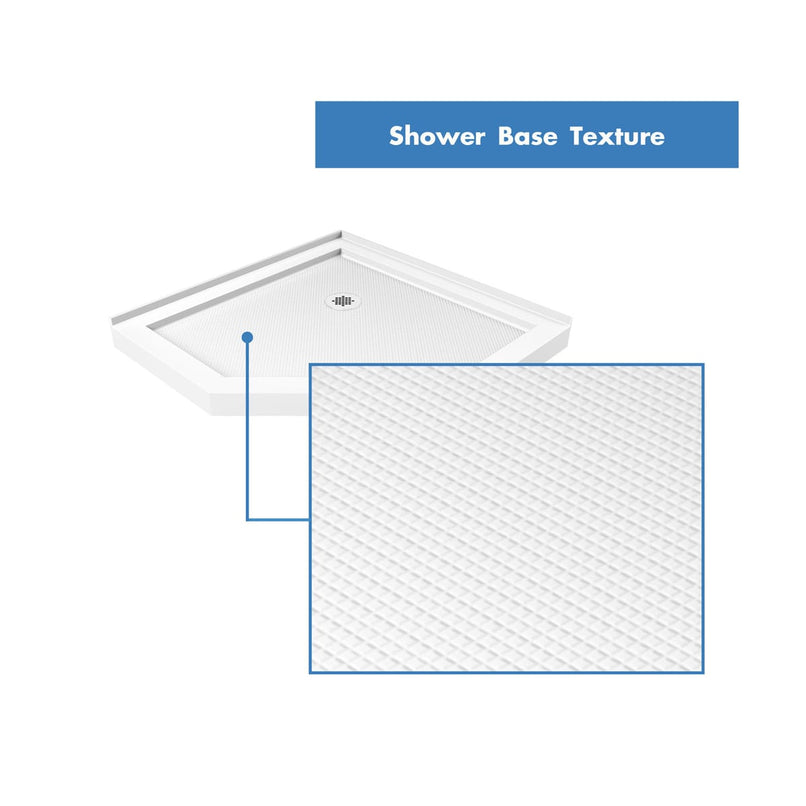 Prism 72" High x 42" Wide Frameless Neo-Angle Shower Module with Pivot Shower Door and Center Drain Base Kit - image 29