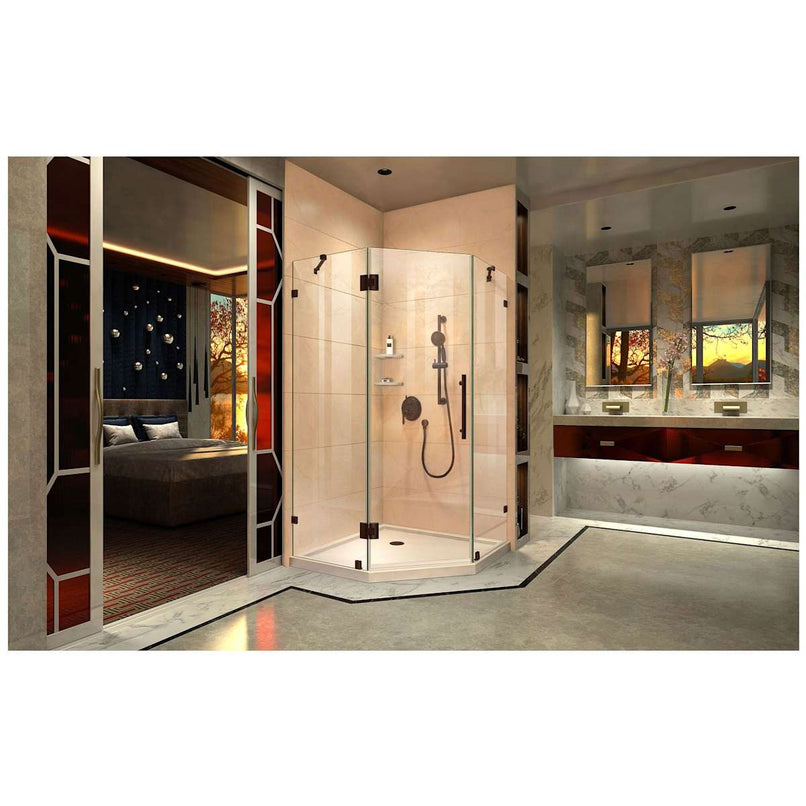 Prism Lux 36" x 36" x 74 3/4" H Frameless Hinged Shower Enclosure with SlimLine Shower Base Kit - image 11