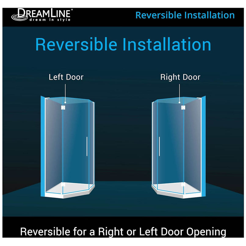 Prism Plus 72" H x 36" W x 36" D Hinged Frameless Shower Enclosure with Clear Glass and 38" x 38" Shower Base - image 3