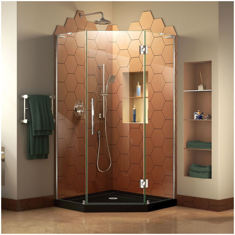 Prism Plus 72" H x 38" W x 38" D Hinged Frameless Shower Enclosure with Clear Glass and 40" x 40" Shower Base - image 1
