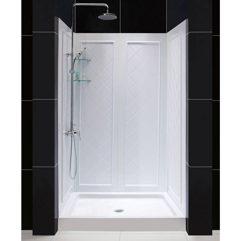 Infinity-Z 76-3/4" High x 48" Wide x 36" Deep Alcove Shower Module with Clear Sliding Shower Door, Center Drain Base, and Acrylic Backwall Kit - image 24
