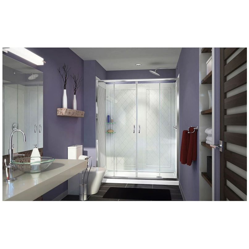 Visions 76-3/4" High x 60" Wide Sliding Framed Shower Enclosure with Clear Glass and 30" Deep x 60" Wide Shower Base with Right Drain - image 10
