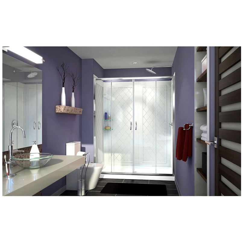 Visions 76-3/4" High x 60" Wide Sliding Framed Shower Enclosure with Clear Glass and 32" Deep x 60" Wide Shower Base with Center Drain - image 10