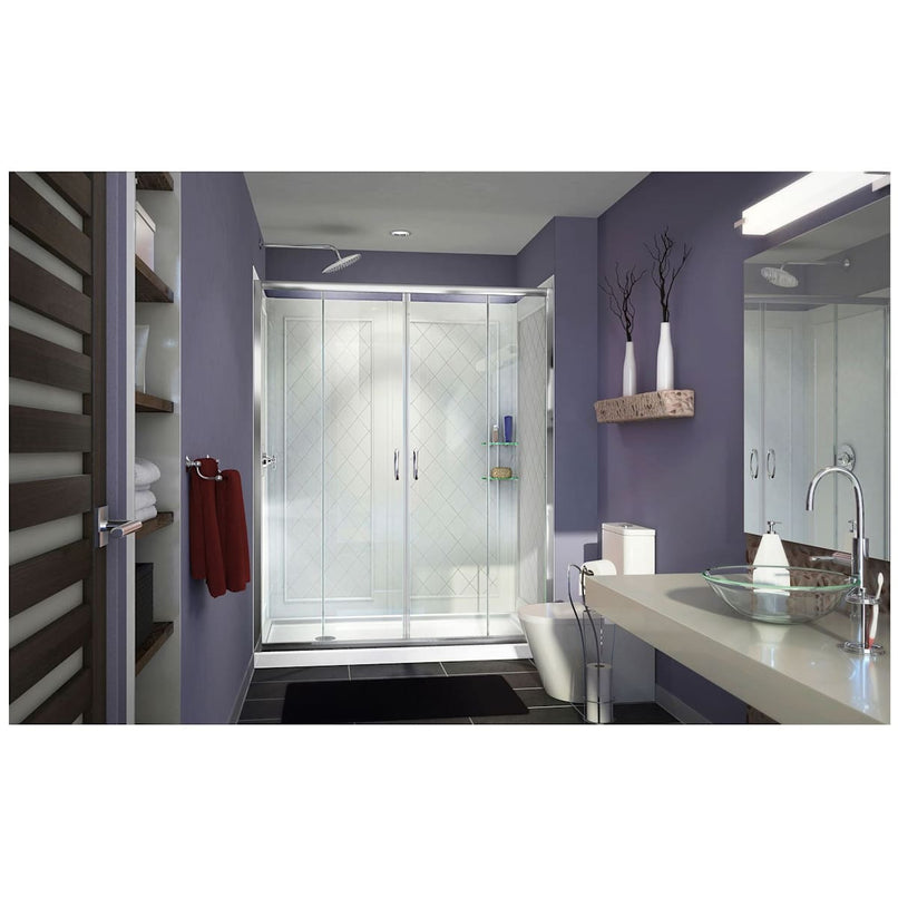 Visions 76-3/4" High x 60" Wide Sliding Framed Shower Enclosure with Clear Glass and 36" Deep x 60" Wide Shower Base with Left Drain - image 10