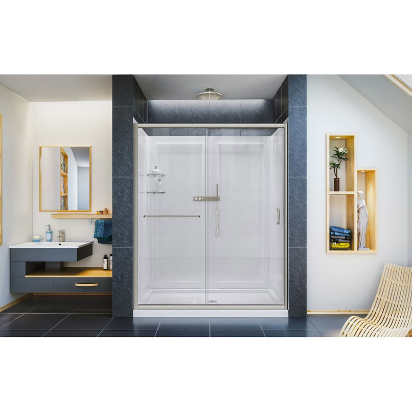 Infinity-Z 76-3/4" High x 60" Wide Sliding Framed Shower Door with Clear Glass and 30" Deep x 60" Wide Shower Base with Center Drain - image 16
