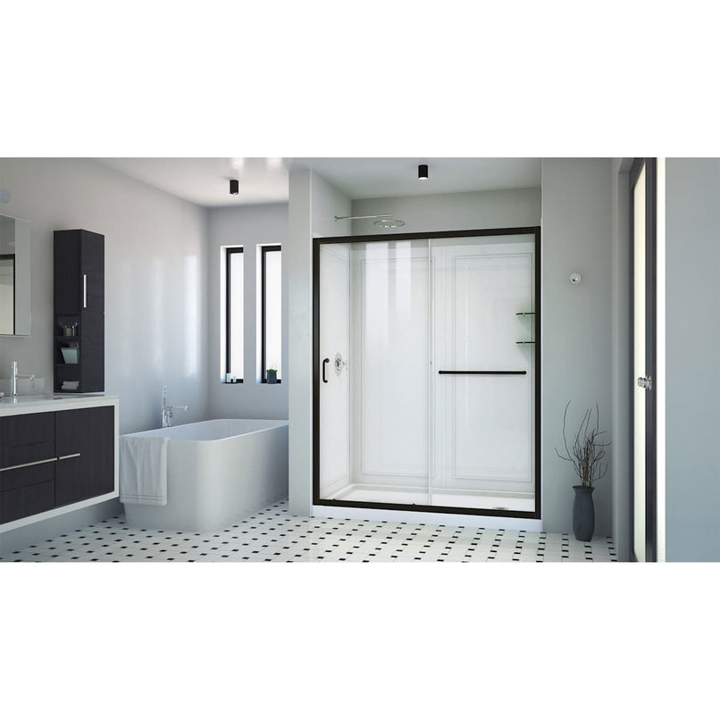 Infinity-Z 76-3/4" High x 60" Wide x 34" Deep Alcove Shower Module with Clear Sliding Shower Door, Right Drain Base, and Acrylic Backwall Kit - image 14