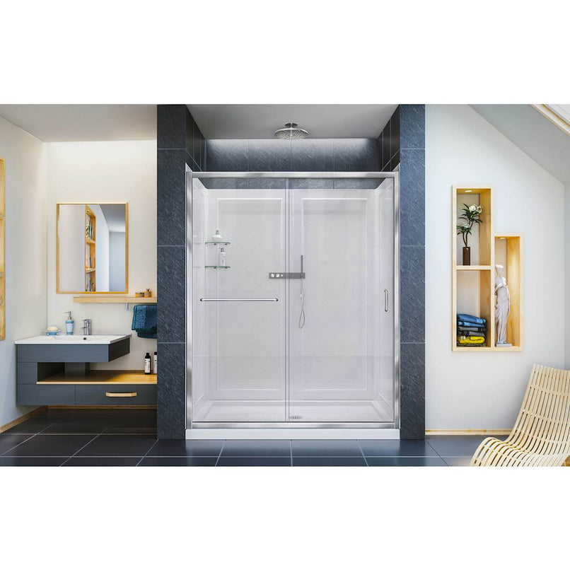 Infinity-Z 76-3/4" High x 60" Wide Sliding Framed Shower Door with Clear Glass and 34" Deep x 60" Wide Shower Base with Center Drain - image 15