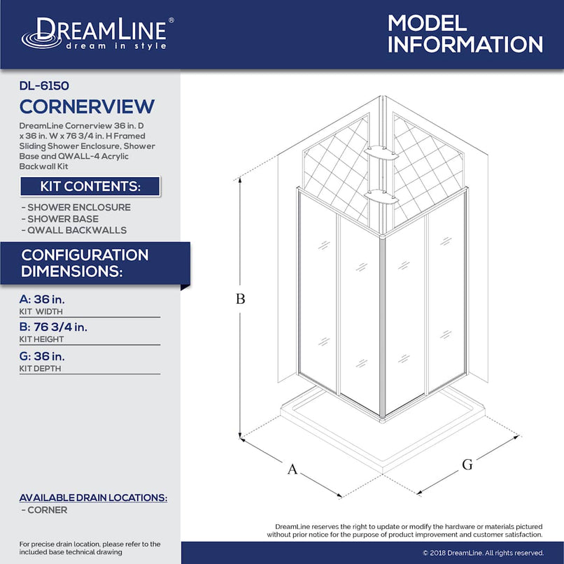 Cornerview 76-3/4" High x 36" Wide Corner Shower Module - image 16