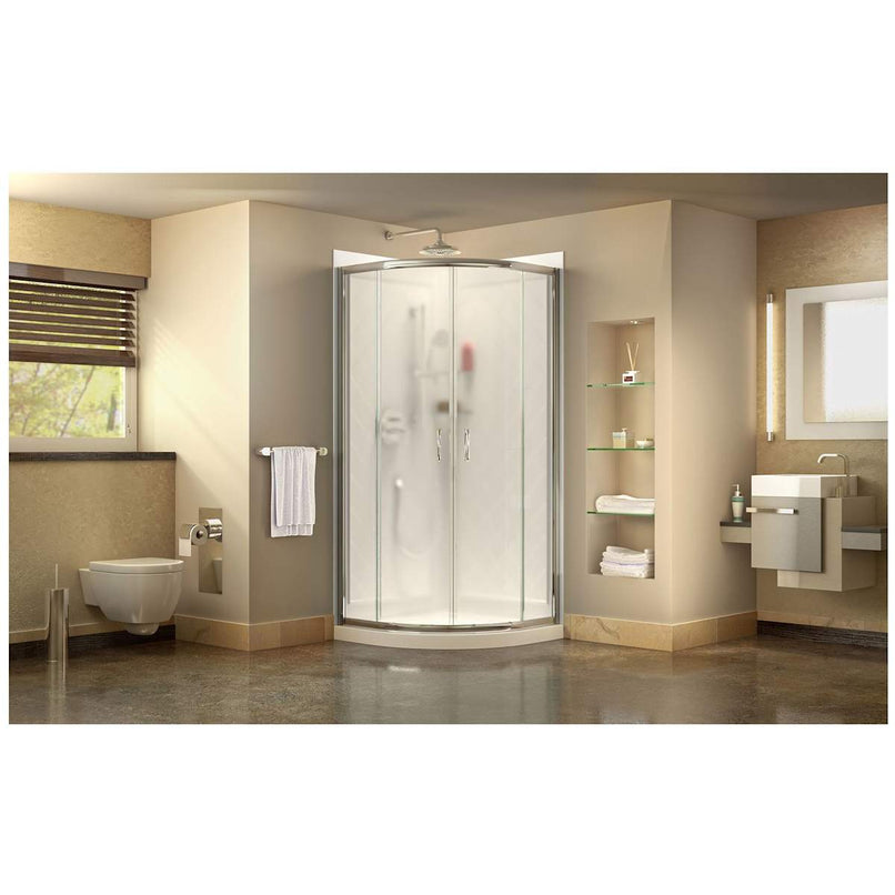 Prime 33" Wide x 76 3/4" High Semi-Frameless Frosted Glass Sliding Shower Enclosure - Includes Shower Base - image 12