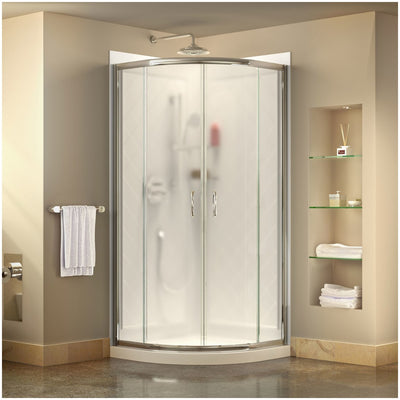 Prime 36" Wide x 76 3/4" High Semi-Frameless Frosted Glass Sliding Shower Enclosure - Includes Shower Base - image 1