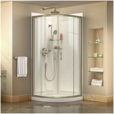 Prime 36" Wide x 76 3/4" High Semi-Frameless Clear Glass Sliding Shower Enclosure - Includes Shower Base - image 1