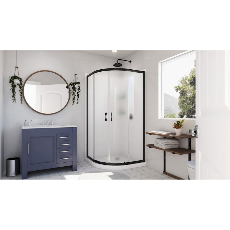 Prime 36" Wide x 76 3/4" High Semi-Frameless Frosted Glass Sliding Shower Enclosure - Includes Shower Base - image 26