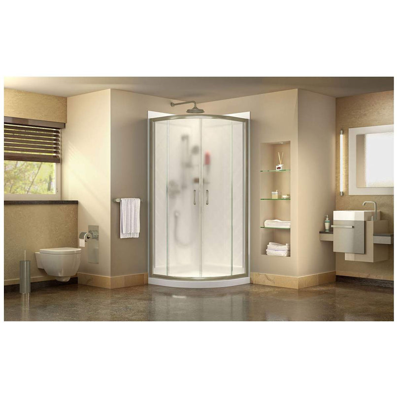 Prime 36" Wide x 76 3/4" High Semi-Frameless Frosted Glass Sliding Shower Enclosure - Includes Shower Base - image 7
