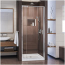 Flex 74-3/4" High x 32" Wide Pivot Framed Shower Door with Clear Glass and 32" Deep x 32" Wide Shower Base with Center Drain - image 1