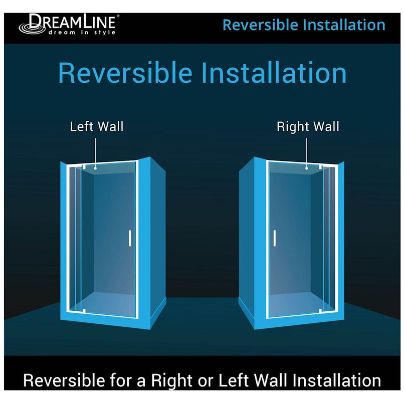 Flex 74-3/4" High x 32" Wide Pivot Framed Shower Door with Clear Glass and 32" Deep x 32" Wide Shower Base with Center Drain - image 3