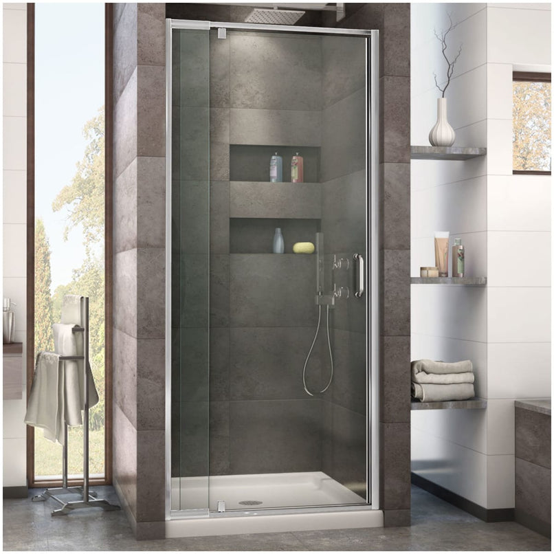 Flex 74-3/4" H x 36" W x 36" D Hinged Frameless Shower Enclosure with Clear Glass - image 1