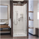 Flex 76-3/4" High x 36" Wide Pivot Framed Shower Door with Clear Glass, 36" Deep x 36" Wide Shower Base with Center Drain, and Shower Backwalls - image 1