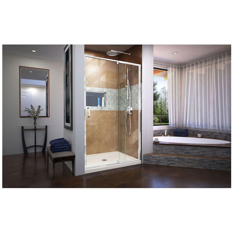 Flex 32" D x 42" W x 74 3/4" H Semi Frameless Shower Door with Center Drain Base Kit - image 4