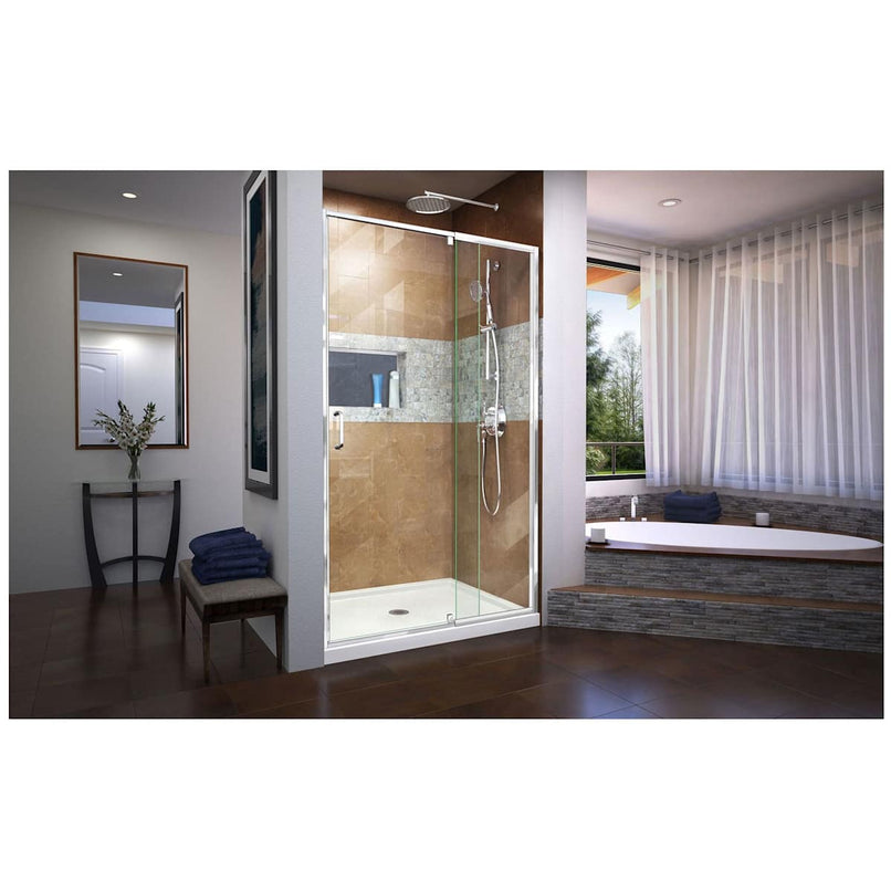 Flex 32" D x 42" W x 74 3/4" H Semi Frameless Shower Door with Center Drain Base Kit - image 10