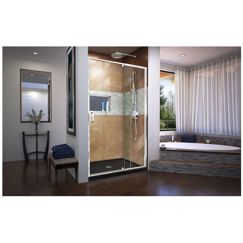 Flex 34" D x 42" W x 74 3/4" H Semi Frameless Shower Door with Center Drain Base Kit - image 11