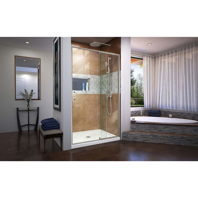 Flex 36" D x 48" W x 74 3/4" H Semi Frameless Shower Door with Center Drain Base Kit - image 2