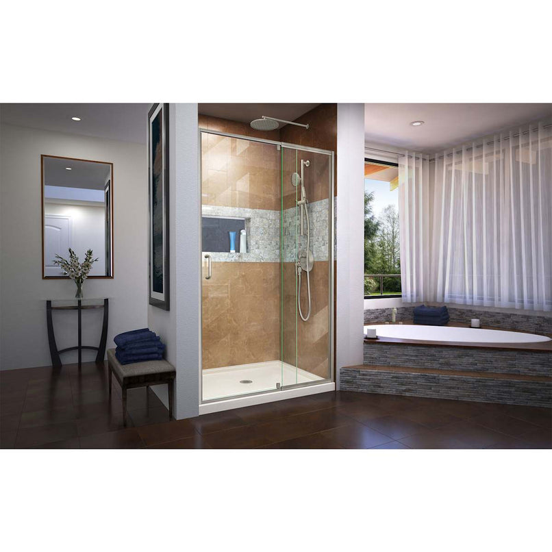 Flex 36" D x 48" W x 74 3/4" H Semi Frameless Shower Door with Center Drain Base Kit - image 14