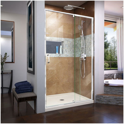 Flex 74-3/4" H x 48" W x 36" D Hinged Frameless Shower Enclosure with Clear Glass - image 1