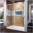 Flex 30" D x 60" W x 74 3/4" H Semi Frameless Shower Door with Left Drain Base Kit - image 1