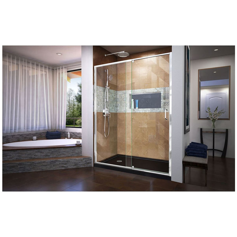 Flex 30" D x 60" W x 74 3/4" H Semi Frameless Shower Door with Left Drain Base Kit - image 11