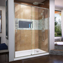 Flex 30" D x 60" W x 74 3/4" H Semi Frameless Shower Door with Right Drain Base Kit - image 1