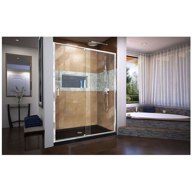 Flex 32" D x 60" W x 74 3/4" H Semi Frameless Shower Door with Center Drain Base Kit - image 11