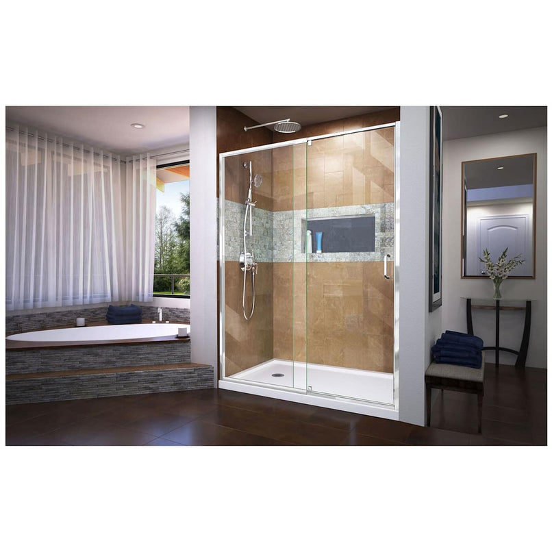 Flex 32" D x 60" W x 74 3/4" H Semi Frameless Shower Door with Left Drain Base Kit - image 10