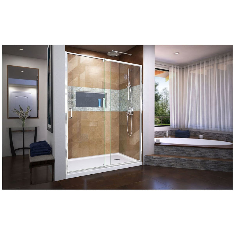Flex 32" D x 60" W x 74 3/4" H Semi Frameless Shower Door with Right Drain Base Kit - image 10