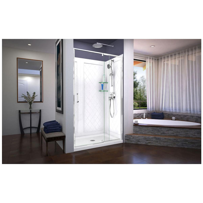 Flex 36" D x 48" W x 76 3/4" H Semi Frameless Shower Door with Center Drain Base and Backwalls - image 4