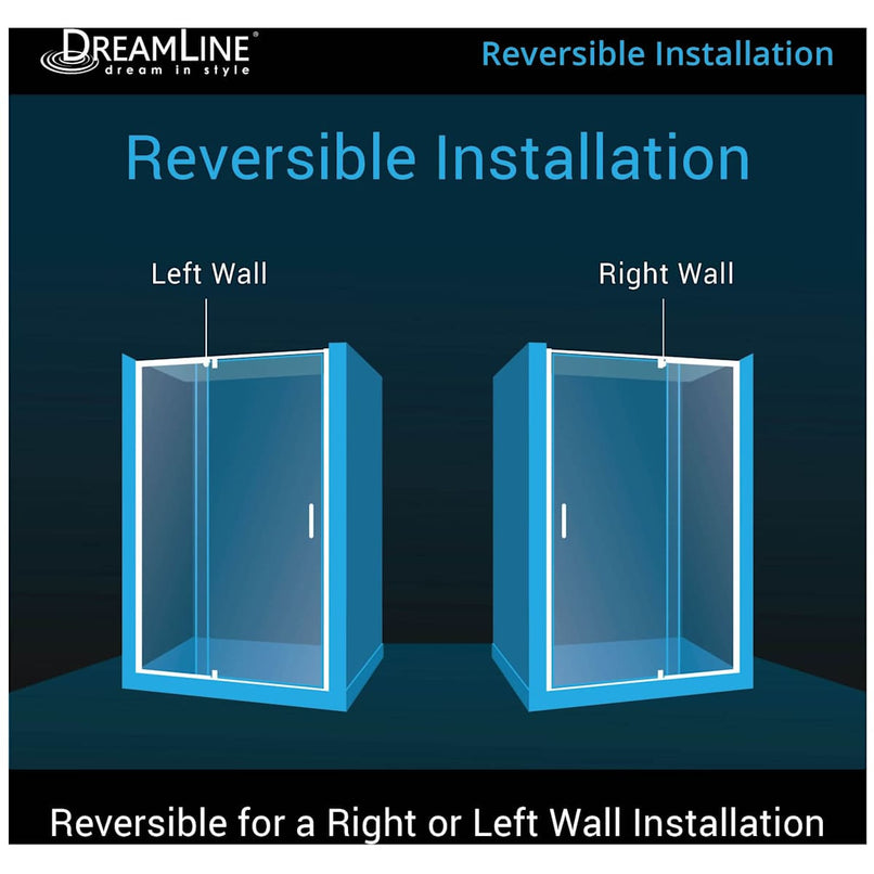 Flex 34" D x 60" W x 76 3/4" H Semi Frameless Shower Door with Center Drain Base and Backwalls - image 3
