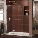 Aqua Ultra 74-3/4" High x 60" Wide 34" Deep Hinged, Shower Screen Frameless Shower Door with Clear Glass, SlimeLine Shower Base Kit, and Left Drain - image 1