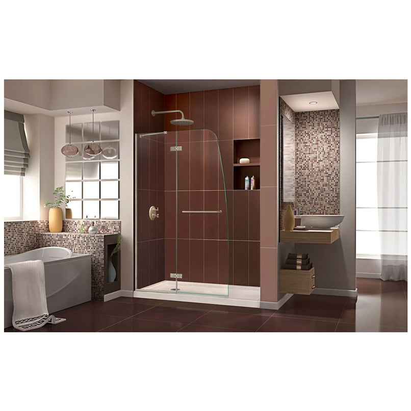 Aqua Ultra 74-3/4" High x 60" Wide 34" Deep Hinged, Shower Screen Frameless Shower Door with Clear Glass, SlimeLine Shower Base Kit, and Left Drain - image 12