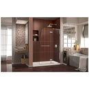 Aqua Ultra 74-3/4" High x 60" Wide 34" Deep Hinged, Shower Screen Frameless Shower Door with Clear Glass, SlimeLine Shower Base Kit, and Right Drain - image 2