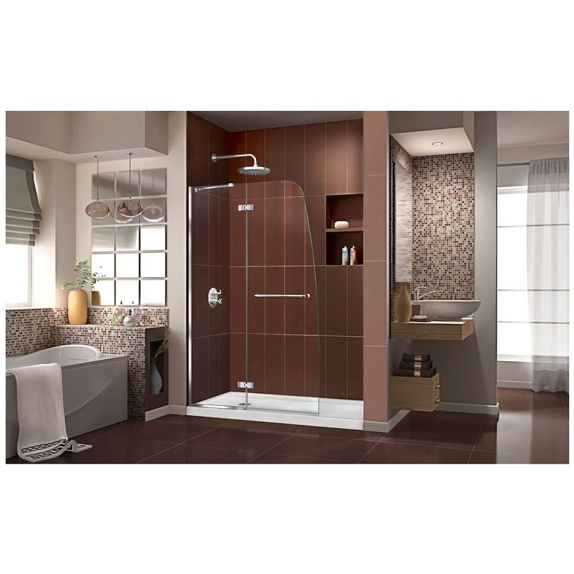 Aqua Ultra 74-3/4" High x 60" Wide 36" Deep Hinged Frameless Shower Door with Clear Glass, SlimeLine Shower Base Kit, and Left Drain - image 10