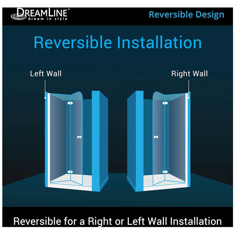 Aqua Fold 74-3/4" H x 36" W x 36" D Bi-Fold Frameless Shower Enclosure with Clear Glass and 36" x 36" Shower Base - image 3
