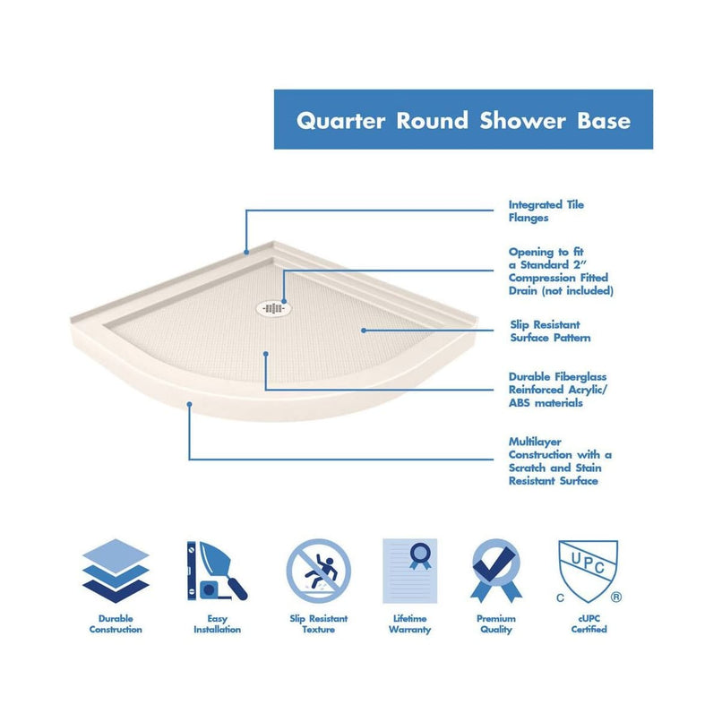 Prime 33" Wide x 74 3/4" High Semi-Frameless Frosted Glass Sliding Shower Enclosure - Includes Shower Base - image 9