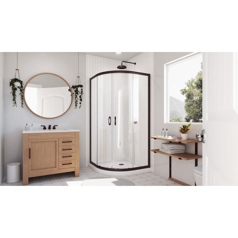 Prime 33" Wide x 74 3/4" High Semi-Frameless Clear Glass Sliding Shower Enclosure - Includes Shower Base - image 23