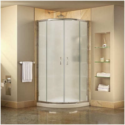 Prime 36" Wide x 74 3/4" High Semi-Frameless Frosted Glass Sliding Shower Enclosure - Includes Shower Base - image 1