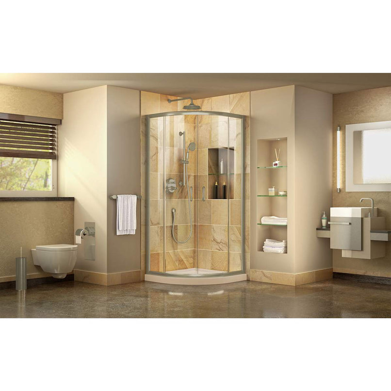 Prime 36" Wide x 74 3/4" High Semi-Frameless Clear Glass Sliding Shower Enclosure - Includes Shower Base - image 10